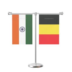 Belgium T shaped Table Flag with Stainless Steel Base and Pole