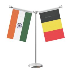 Y Shaped Belgium Table Flag with Stainless Steel Base and Pole