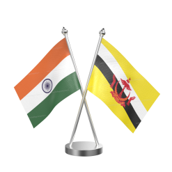 Brunei Darussalam Table Flag With Stainless Steel Base And Pole