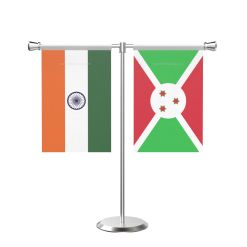Burundi T shaped Table Flag with Stainless Steel Base and Pole