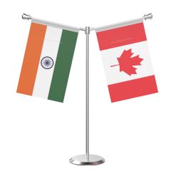 Y Shaped Canada Table Flag with Stainless Steel Base and Pole