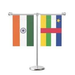 Central african rep T shaped Table Flag with Stainless Steel Base and Pole