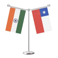 Y Shaped Chile Table Flag with Stainless Steel Base and Pole