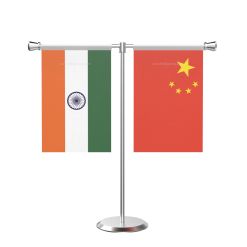 China T shaped Table Flag with Stainless Steel Base and Pole