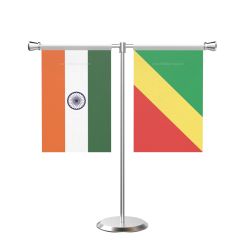 Congo, Republic of (Brazzaville) T shaped Table Flag with Stainless Steel Base and Pole