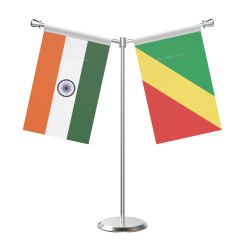 Y Shaped Congo, Republic of (Brazzaville) Table Flag with Stainless Steel Base and Pole