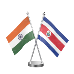Costa Rican Table Flag With Stainless Steel Base And Pole