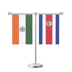 Costa rican T shaped Table Flag with Stainless Steel Base and Pole