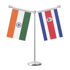 Y Shaped Costa rican Table Flag with Stainless Steel Base and Pole