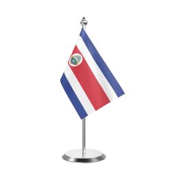 Costa Rican  Table Flag With Stainless Steel Base And Pole