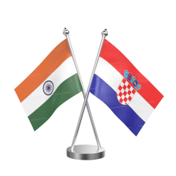 Croatia Table Flag With Stainless Steel Base And Pole