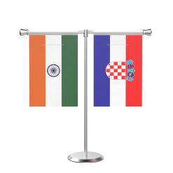 Croatia T shaped Table Flag with Stainless Steel Base and Pole
