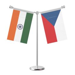 Y Shaped Czech repub Table Flag with Stainless Steel Base and Pole