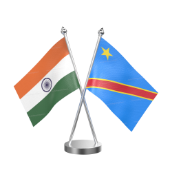 Democratic Republic Of The Congo (Kinshasa) Table Flag With Stainless Steel Base And Pole
