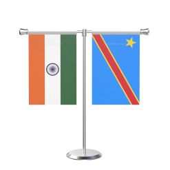 Democratic Republic of the Congo (Kinshasa) T Shaped Table Flag with Stainless Steel Base and Pole