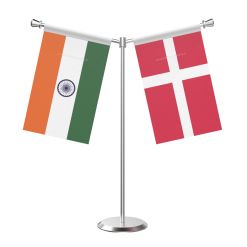 Y Shaped Denmark Table Flag with Stainless Steel Base and Pole