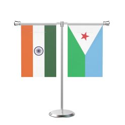 Djibouti T Shaped Table Flag with Stainless Steel Base and Pole