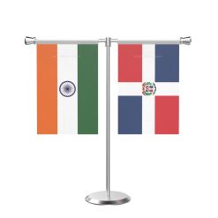 Domicia repn T Shaped Table Flag with Stainless Steel Base and Pole
