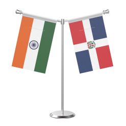 Y Shaped Domicia repn Table Flag with Stainless Steel Base and Pole