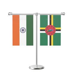 Dominica T Shaped Table Flag with Stainless Steel Base and Pole