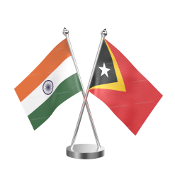 East Timor Table Flag With Stainless Steel Base And Pole