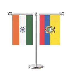 Ecuador T Shaped Table Flag with Stainless Steel Base and Pole