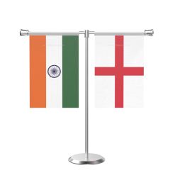 England T Shaped Table Flag with Stainless Steel Base and Pole