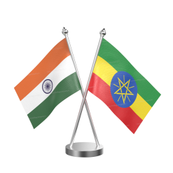 Ethiopia Table Flag With Stainless Steel Base And Pole