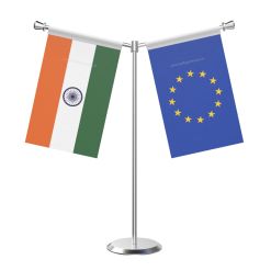 Y Shaped European union Table Flag with Stainless Steel Base and Pole