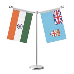 Y Shaped Fiji Table Flag with Stainless Steel Base and Pole