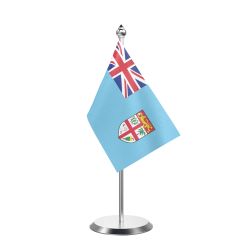Fiji  Table Flag With Stainless Steel Base And Pole