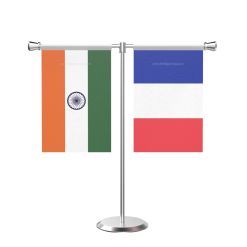 France T Shaped Table Flag with Stainless Steel Base and Pole