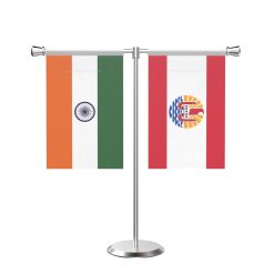 Frence Polynesia T Shaped Table Flag with Stainless Steel Base and Pole