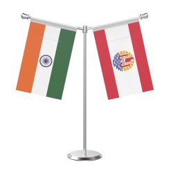 Y Shaped Frence polynesia Table Flag with Stainless Steel Base and Pole