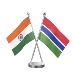 Gambia Table Flag With Stainless Steel Base And Pole