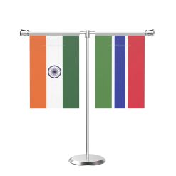 Gambia T Shaped Table Flag with Stainless Steel Base and Pole