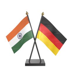 Germany Table Flag With Black Acrylic Base And Gold Top