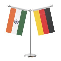 Y Shaped Germany Table Flag with Stainless Steel Base and Pole