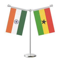 Y Shaped Ghana Table Flag with Stainless Steel Base and Pole