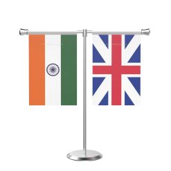 Great Britain T Shaped Table Flag with Stainless Steel Base and Pole
