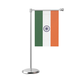 L Shape Table India Table Flag With Stainless Steel Base And Pole