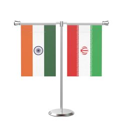 Iran T Shaped Table Flag with Stainless Steel Base and Pole