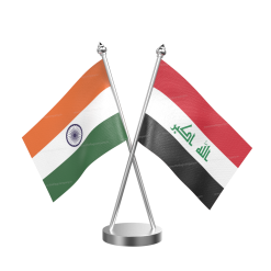Iraq Table Flag With Stainless Steel Base and Pole