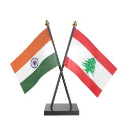 Lebanon Table Flag With Black Acrylic Base And Gold Top