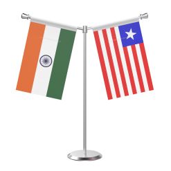 Y Shaped Leberia Table Flag With Stainless Steel Base And Pole