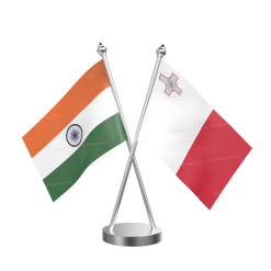 Malta Table Flag With Stainless Steel Base and Pole