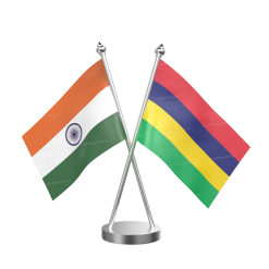 Mauritius Table Flag With Stainless Steel Base and Pole