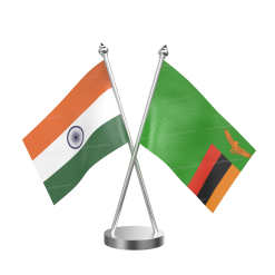 Zambia Table Flag With Stainless Steel Base and Pole